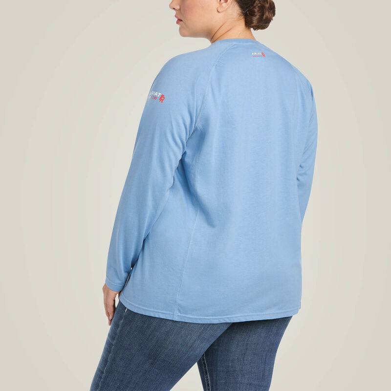 Ariat Womens FR Air Crew T-Shirt, Steel Blue Heather - Becker Safety and Supply