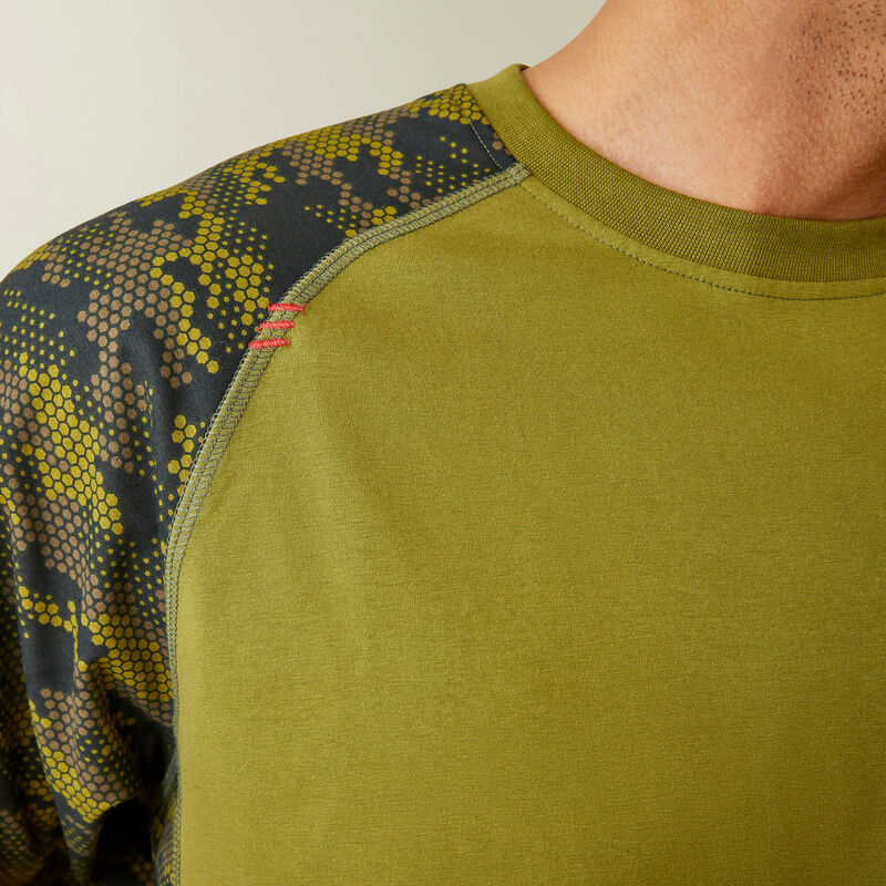 Ariat - FR Stretch Camo Baseball T-Shirt, Avacado/Camo - Becker Safety and Supply