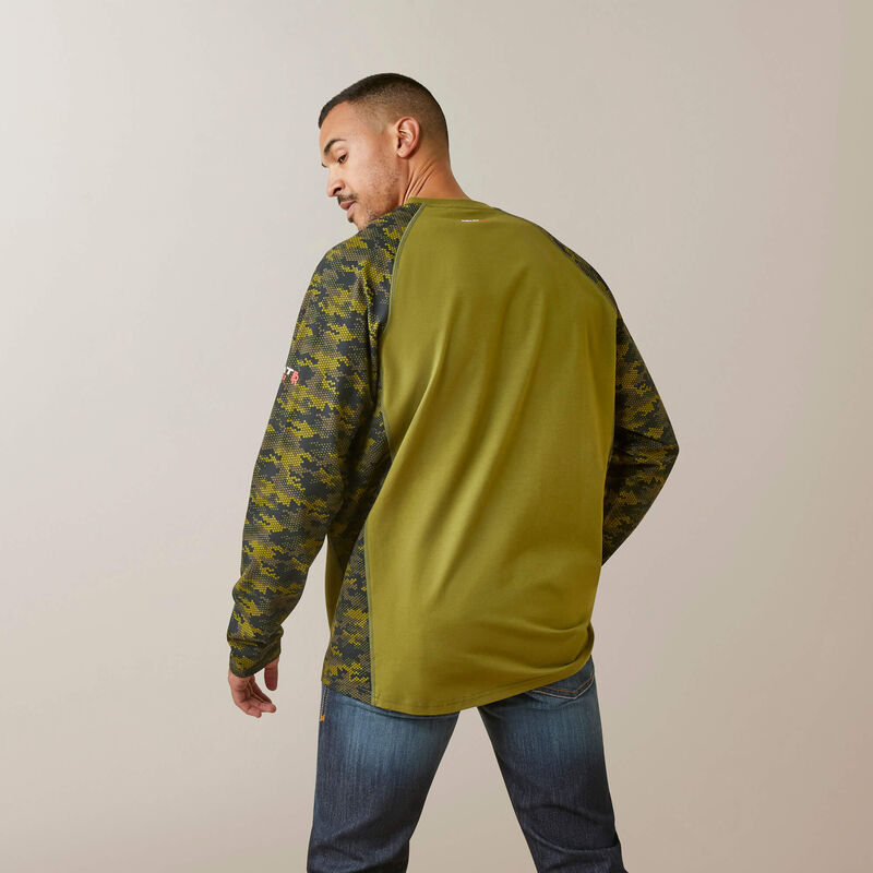 Ariat - FR Stretch Camo Baseball T-Shirt, Avacado/Camo - Becker Safety and Supply