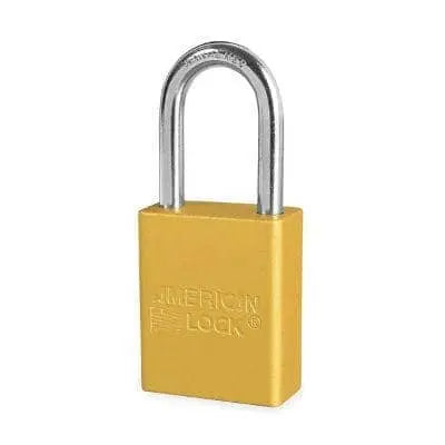 MASTER LOCK - YELLOW Anodized Aluminum Safety Padlock 1-1/2" Keyed Alike - Becker Safety and Supply