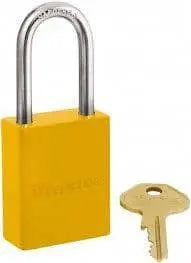 MASTER LOCK/AMERICAN LOCK - Lock out Lock - keyed differently - 1-1/2" Shackle - YELLOW - Becker Safety and Supply