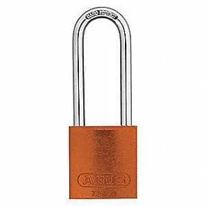 ABUS - ORANGE - Anodized Aluminum Safety Padlock, 1 1/2"w x 3" Tall Shackle, Keyed Alike - Becker Safety and Supply