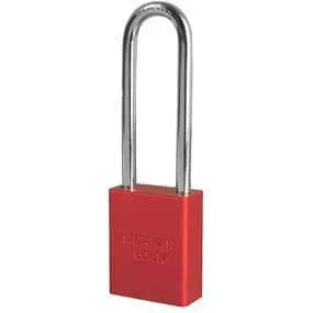 MASTERLOCK/AMERICAN LOCK - RED -  Anodized Aluminum Safety Padlock, 1-1/2in (38mm) Wide with 3in (76mm) Tall Shackle, Keyed Alike - Becker Safety and Supply