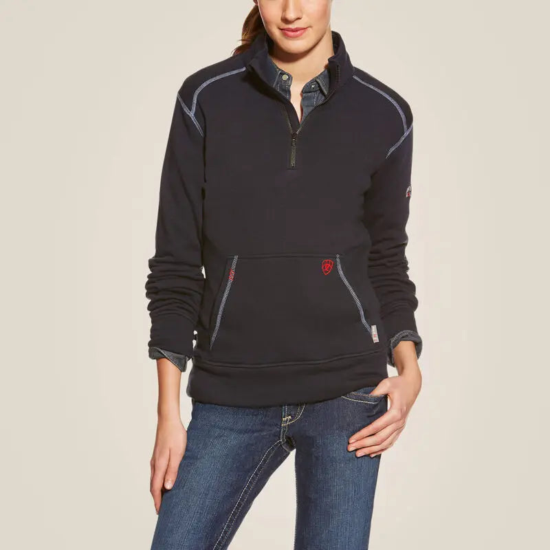 ARIAT - WMS FR POLARTEC - 1/4 Zip Fleece - Navy  Becker Safety and Supply