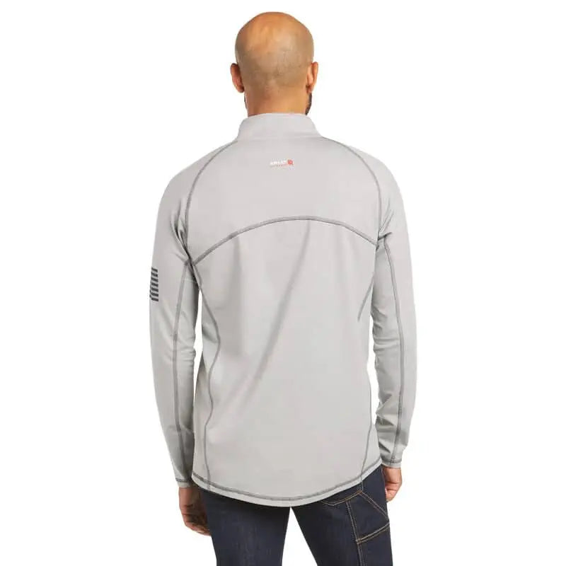 ARIAT - 1/4 Zip Long Sleeve Work shirt, Silver Fox - Becker Safety and Supply