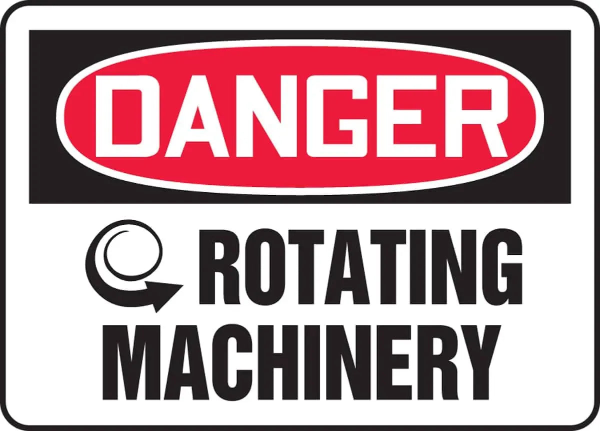 ACCUFROM - OSHA DANGER ROTATING MACHINERY 10X14 ADHESIVE VINYL - Becker Safety and Supply