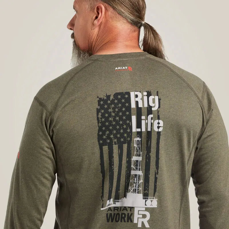 ARIAT - FR Air Rig Life Graphic T-Shirt, Sage Heather - Becker Safety and Supply