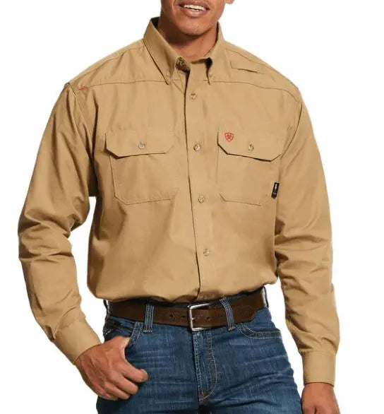 ARIAT - FR Featherlight Work Shirt, Khaki - Becker Safety and Supply