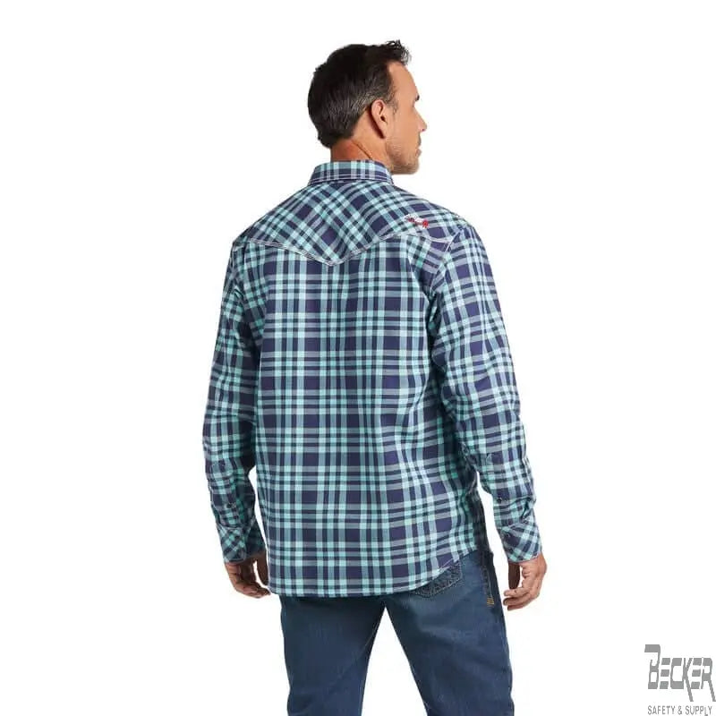 ARIAT - FR Pontchartrain Retro Fit Snap Work Shirt, AQUA SKY - Becker Safety and Supply