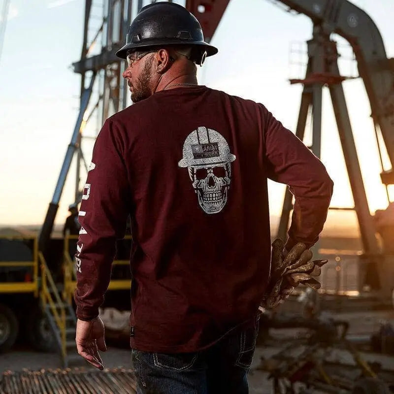 ARIAT - FR Roughneck Skull Logo T-Shirt, Malbec - Becker Safety and Supply