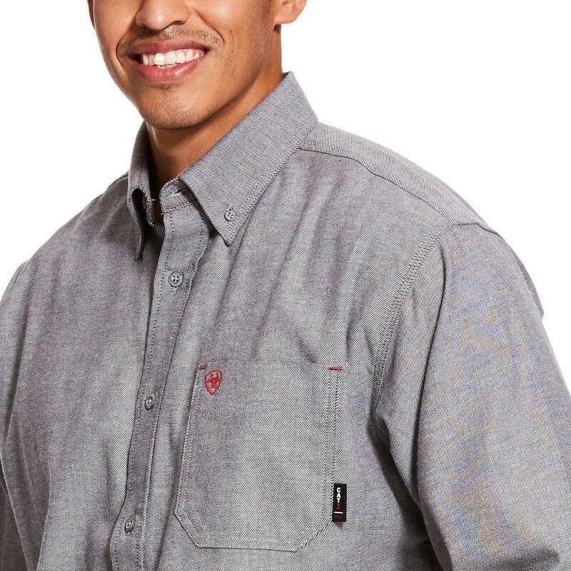 ARIAT - FR Solid Twill DuraStretch Work Shirt, Dark Navy Twill - Becker Safety and Supply