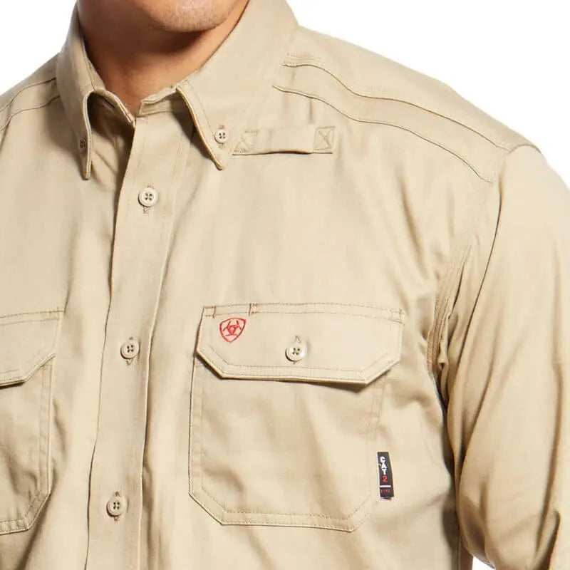 ARIAT - FR Solid Work Shirt - Khaki - Becker Safety and Supply