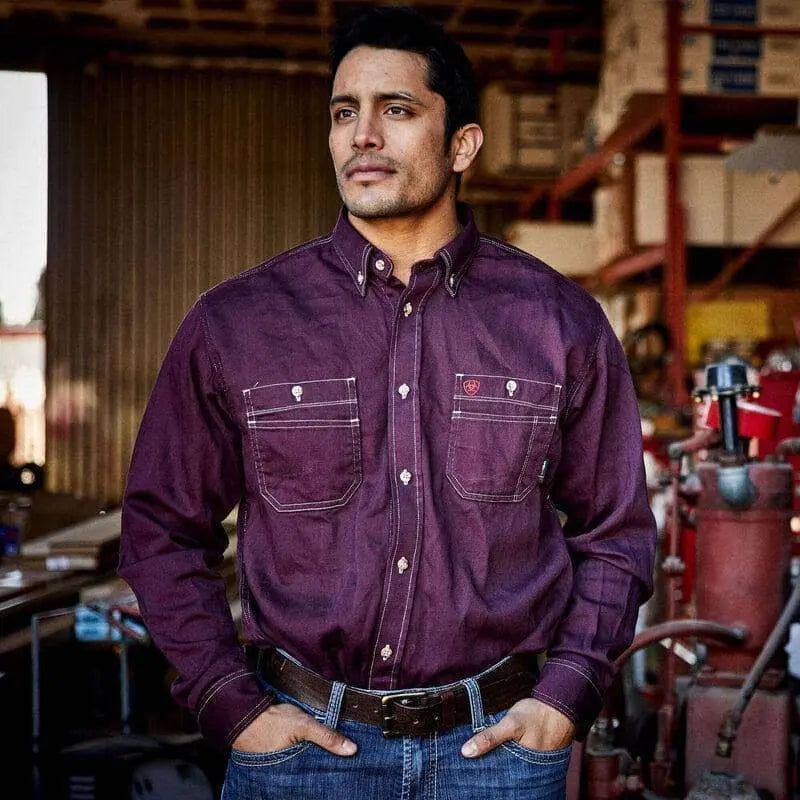 ARIAT - FR Vented Work Shirt, Malbec - Becker Safety and Supply