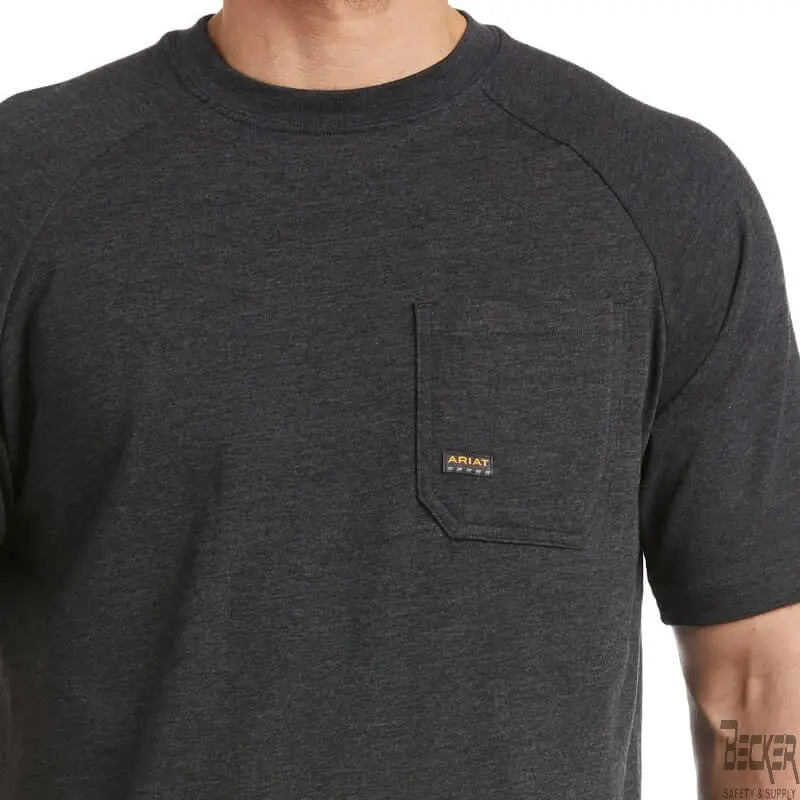 ARIAT - Men's Rebar Rebar Cotton Strong T-Shirt, Charcoal Heather - Becker Safety and Supply