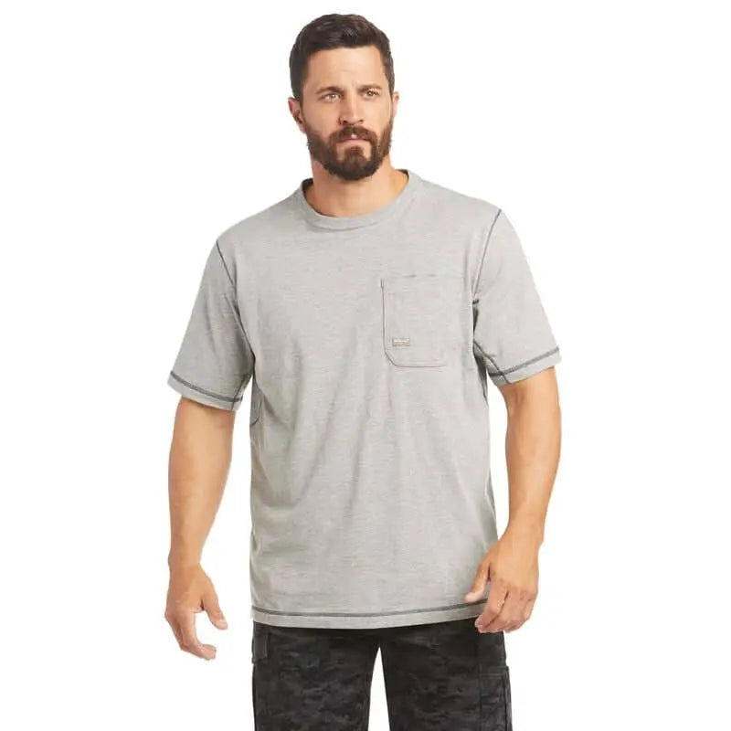 ARIAT - Men's Rebar Workman Logo T-shirt, Grey - Becker Safety and Supply