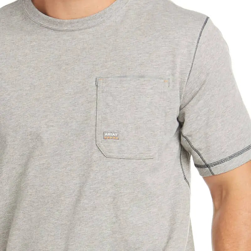 ARIAT - Men's Rebar Workman Logo T-shirt, Grey - Becker Safety and Supply