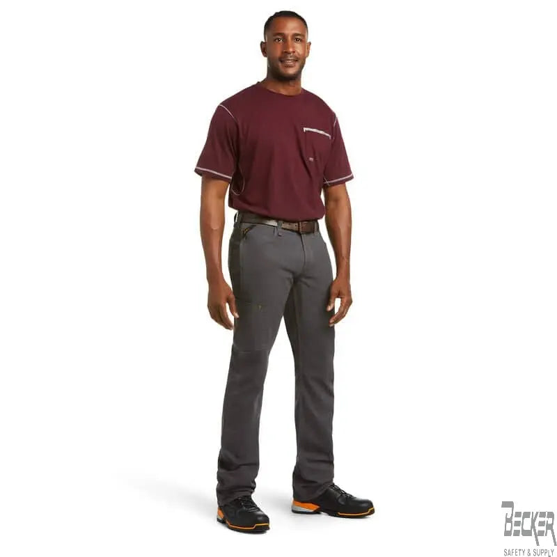 ARIAT - Rebar M4 Relaxed DuraStretch Made Tough Stackable Straight Leg Pant, Grey - Becker Safety and Supply