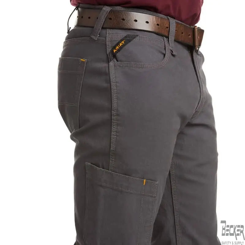 ARIAT - Rebar M4 Relaxed DuraStretch Made Tough Stackable Straight Leg Pant, Grey - Becker Safety and Supply