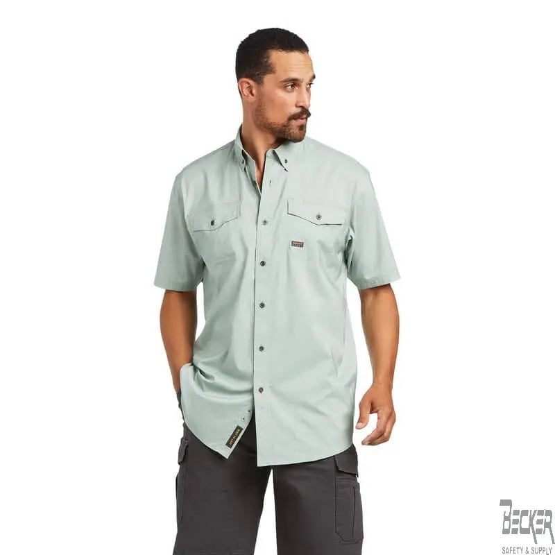 ARIAT - Rebar Made Tough VentTEK DuraStretch Work Shirt-Green Bay Heather - Becker Safety and Supply