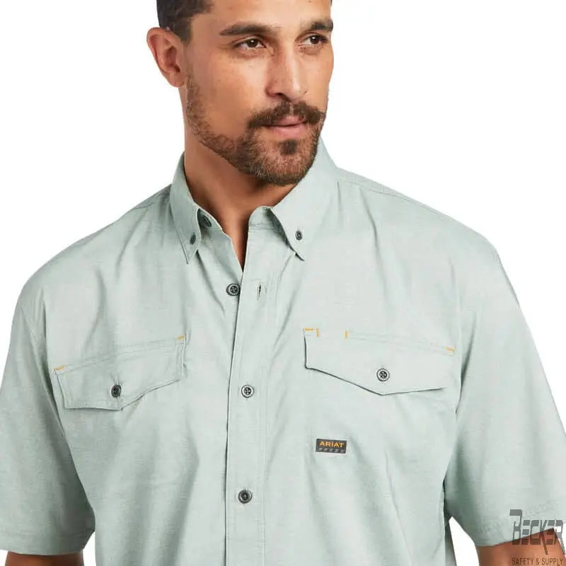 ARIAT - Rebar Made Tough VentTEK DuraStretch Work Shirt-Green Bay Heather - Becker Safety and Supply