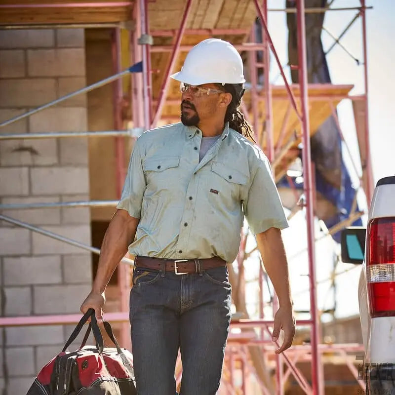 ARIAT - Rebar Made Tough VentTEK DuraStretch Work Shirt-Green Bay Heather - Becker Safety and Supply