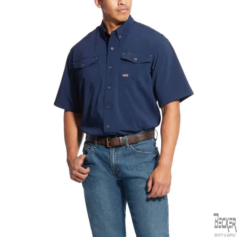 ARIAT - Rebar Made Tough VentTEK DuraStretch Work Shirt, Navy - Becker Safety and Supply