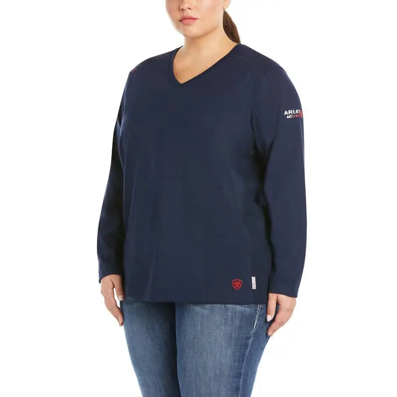 ARIAT - WMS FR AC Crew Top, Navy - Becker Safety and Supply