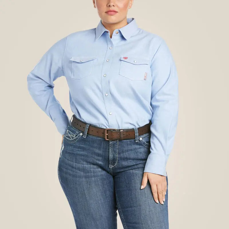 ARIAT WOMENS FR SOLID DURASTRETCH SNAP WORK SHIRT  Becker Safety and Supply