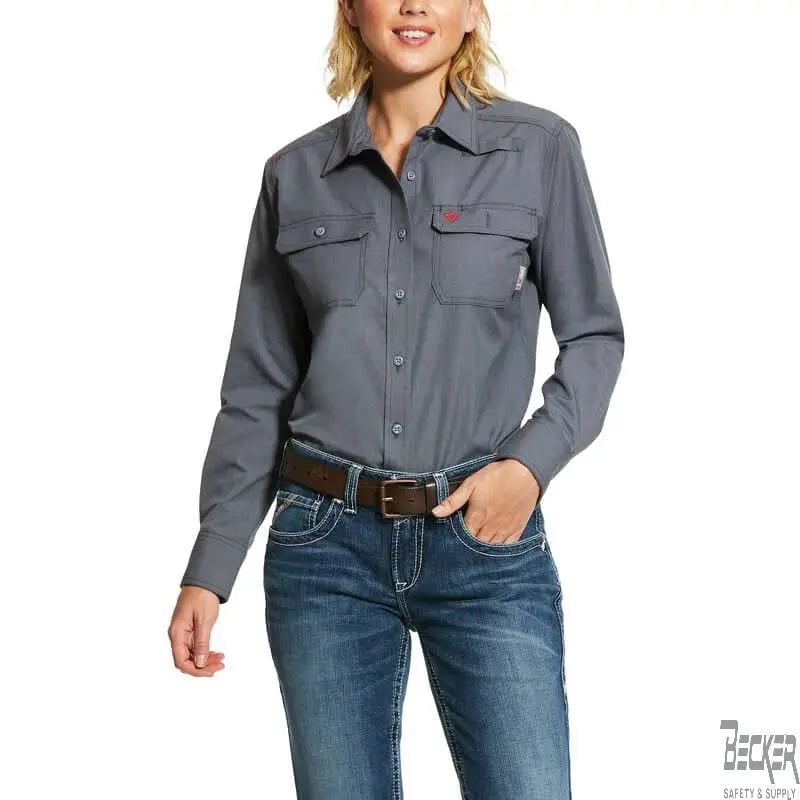 ARIAT - WOMEN'S, FR Featherlight Work Shirt, Gunmetal - Becker Safety and Supply