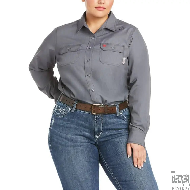 ARIAT - WOMEN'S, FR Featherlight Work Shirt, Gunmetal - Becker Safety and Supply