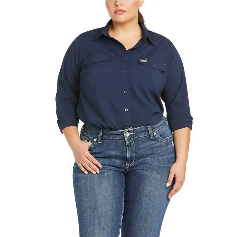 ARIAT - Women's - Rebar Made Tough VentTEK DuraStretch Work Shirt, Navy - Becker Safety and Supply