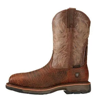 ARIAT - WorkHog Composite Toe Work Boot, Brown Croco Print - Becker Safety and Supply