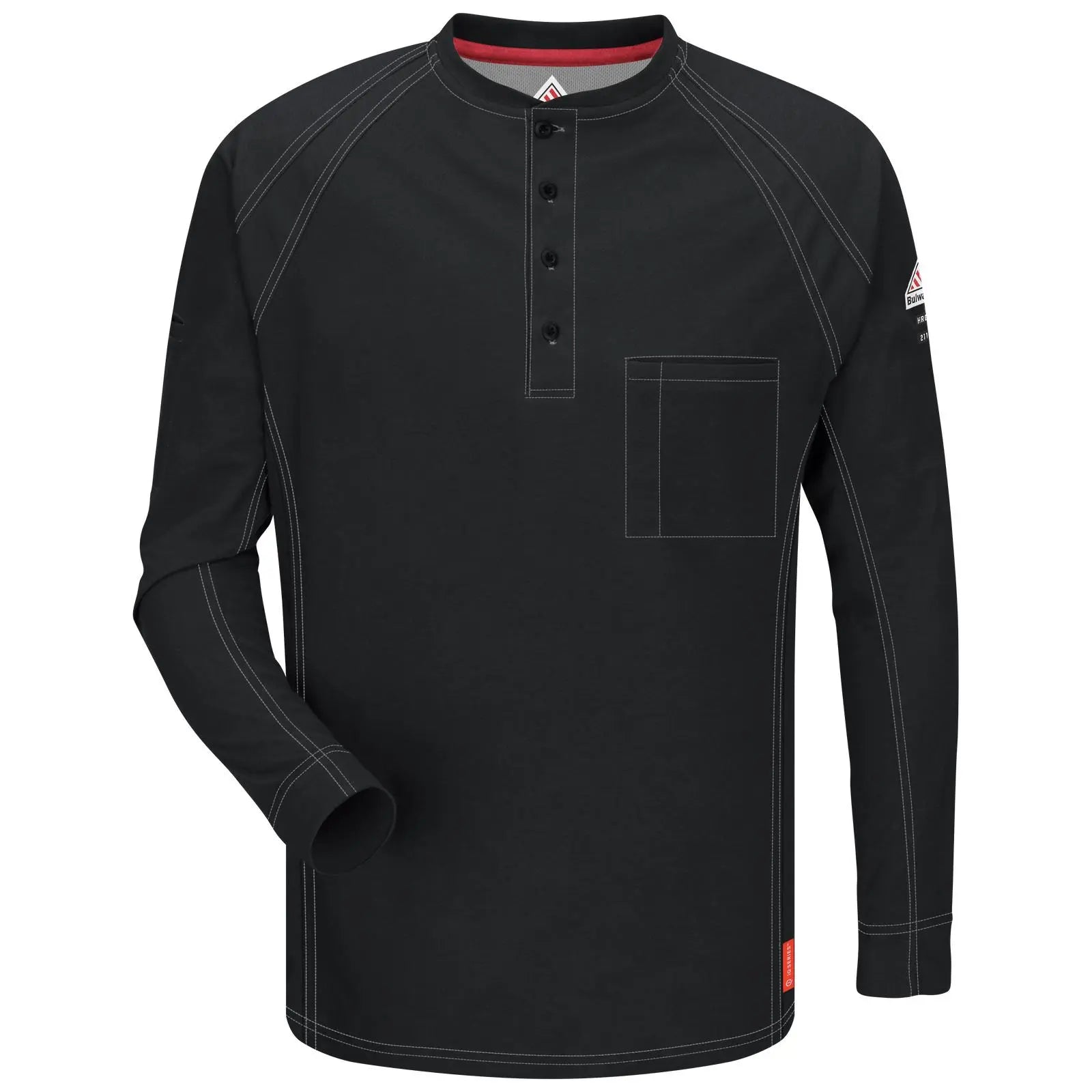 BULWARK - iQ Series - FR Long Sleeve Henley - Black - Becker Safety and Supply