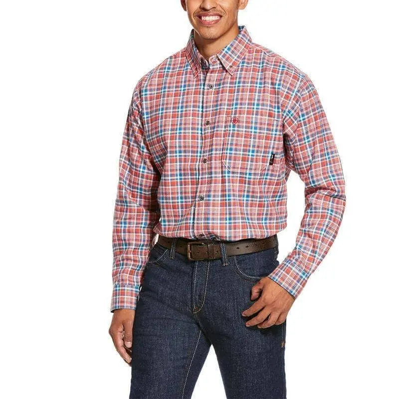 ARIAT - MNS FR HUNTER Classic Work Shirt - Cherry/Bark - Becker Safety and Supply