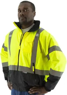 MAJESTIC - HI-VIS 2-in-1 Bomber Jacket w/ Black Bottom - Removable Liner- Waterproof - Becker Safety and Supply