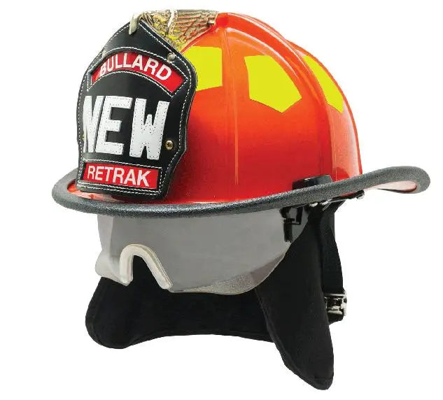 Bullard ReTrak Series Traditional Helmet with Visor and 6" Brass Eagle-BLACK - Becker Safety and Supply