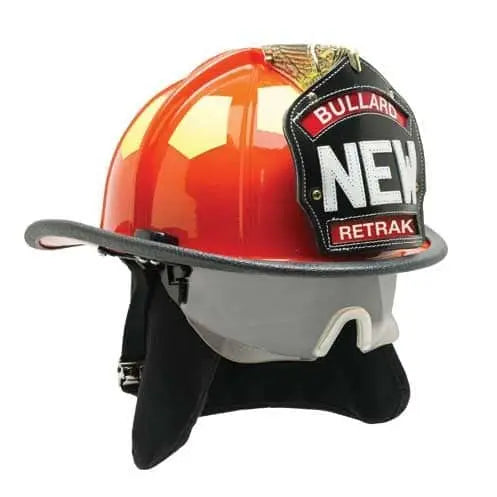 Bullard ReTrak Series Traditional Helmet with Visor and 6" Brass Eagle-BLACK - Becker Safety and Supply