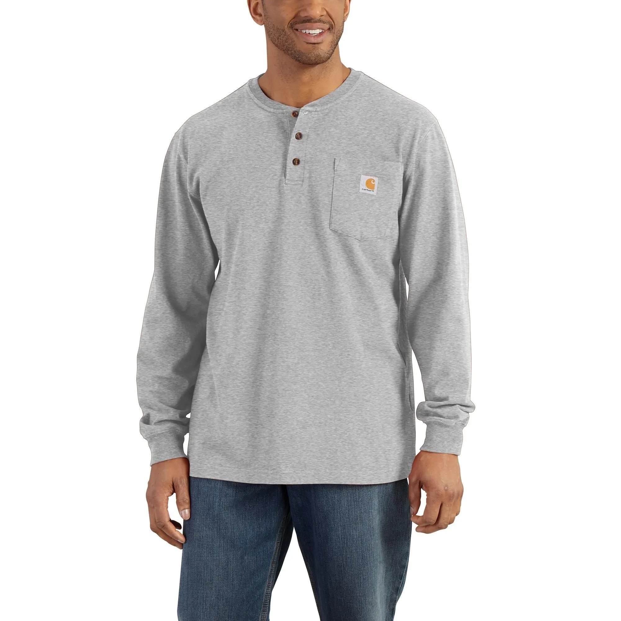 CARHARTT - Loose Fit Heavyweight Long-Sleeve Pocket Henley T-Shirt - Becker Safety and Supply