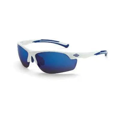 CROSSFIRE - AR3 Half Frame Safety Glasses Full Blue Mirror Lens, White Frame - Becker Safety and Supply