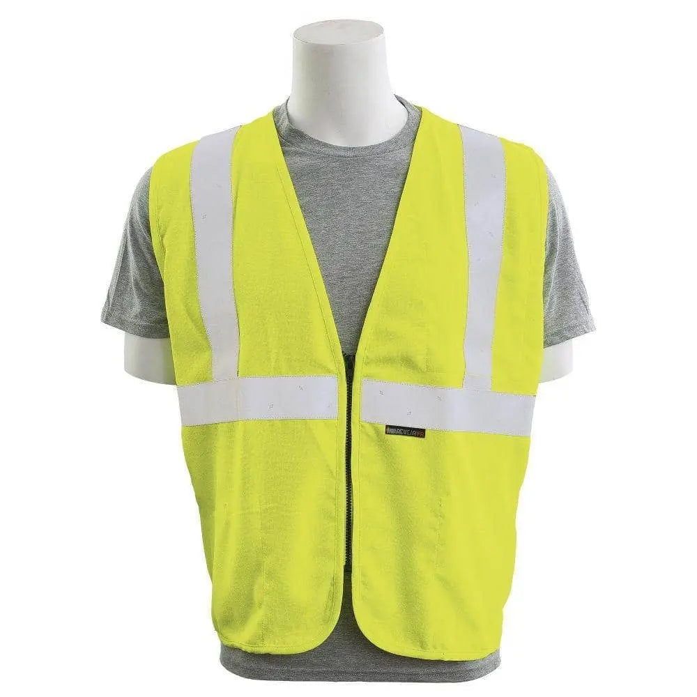 ERB - Class 2 Inherently Flame Resistant Safety Vest, Hi Vis Lime - Becker Safety and Supply