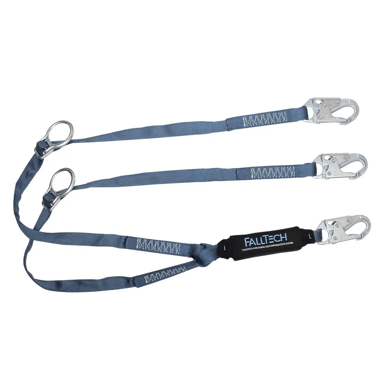 FALLTECH - 6' Y-Leg for 100% Tie-off; 3 Snap Hooks and 2 Tie-back D-rings - Becker Safety and Supply