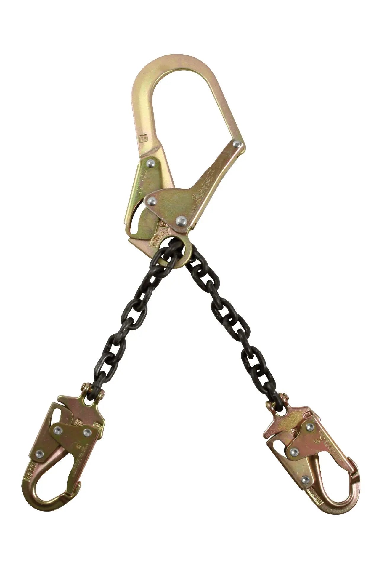 FALLTECH - Rebar Positioning Assembly - Steel Rebar Hook with 2.5" Gate Opening; Clevis-pin Steel Snap Hooks; Grade 80 Chain - 21" - Becker Safety and Supply