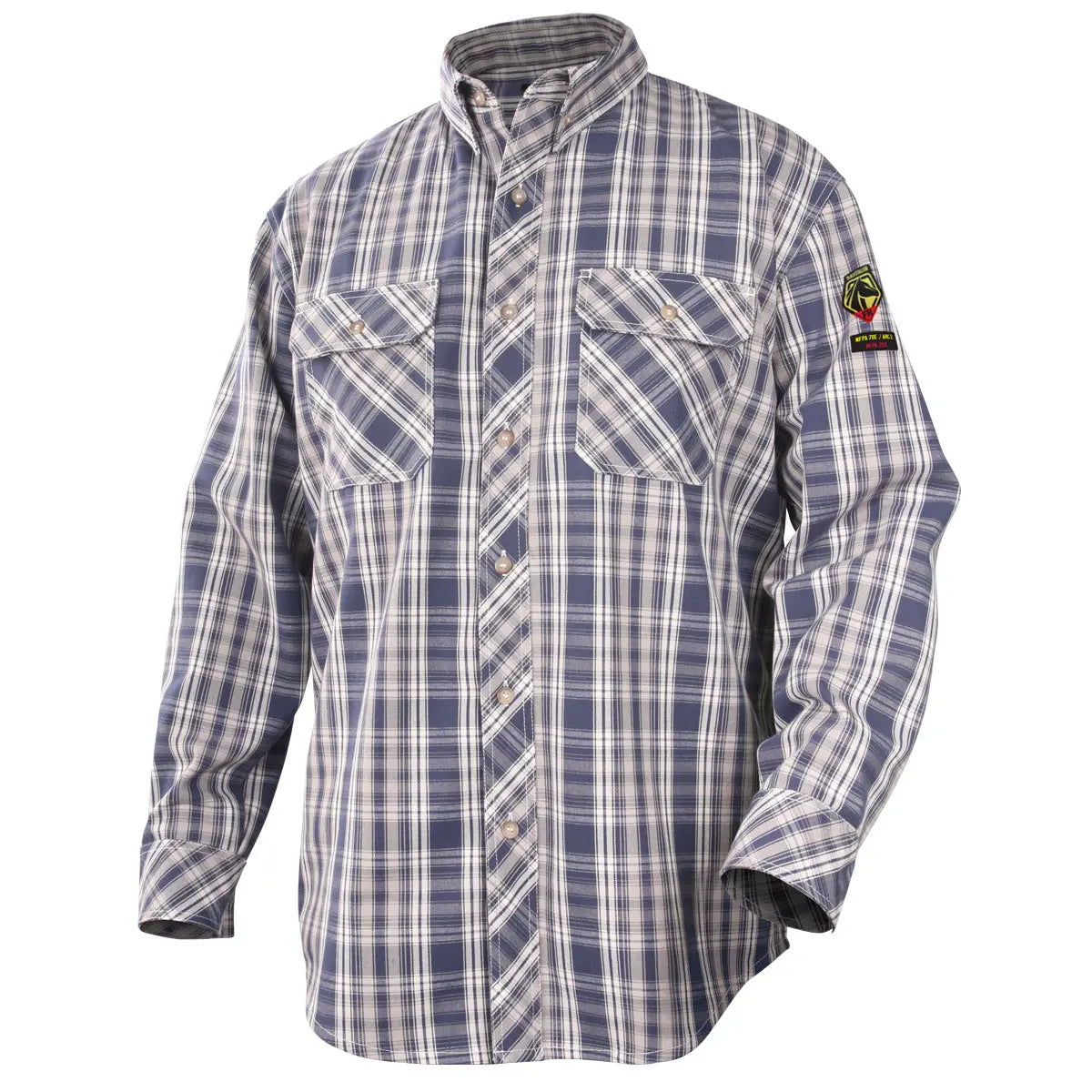 BLACK STALLION - AR/FR 7oz Cotton Work Shirt, Blue Plaid  Becker Safety and Supply