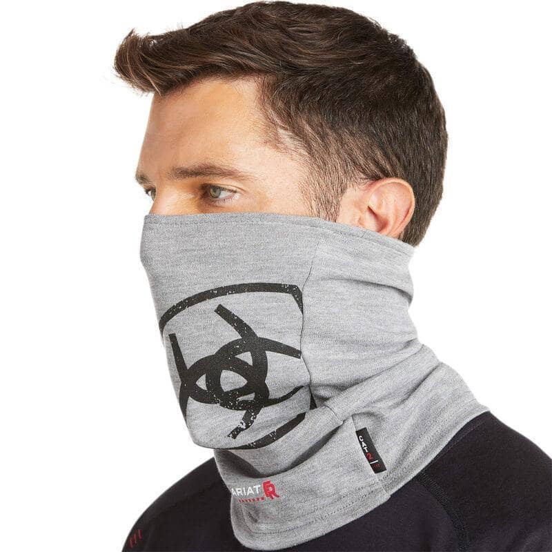 ARIAT -  FR Polartec Neck/Face Logo Gaiter Heather Grey - Becker Safety and Supply