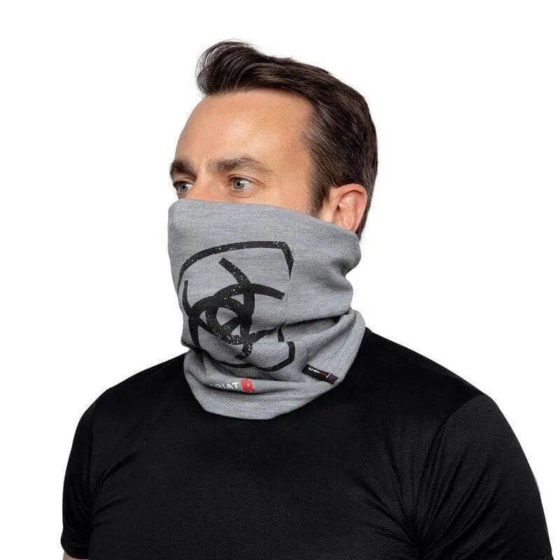 ARIAT -  FR Polartec Neck/Face Logo Gaiter Heather Grey - Becker Safety and Supply