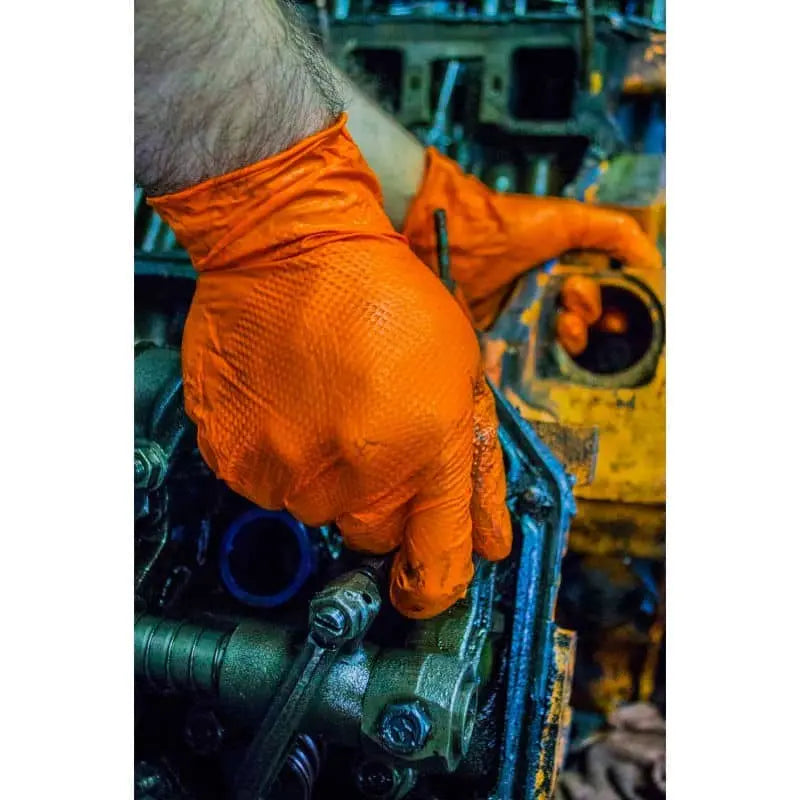 Gloveworks - Disposable Nitrile, Gloves, 8 mil, Orange - Becker Safety and Supply