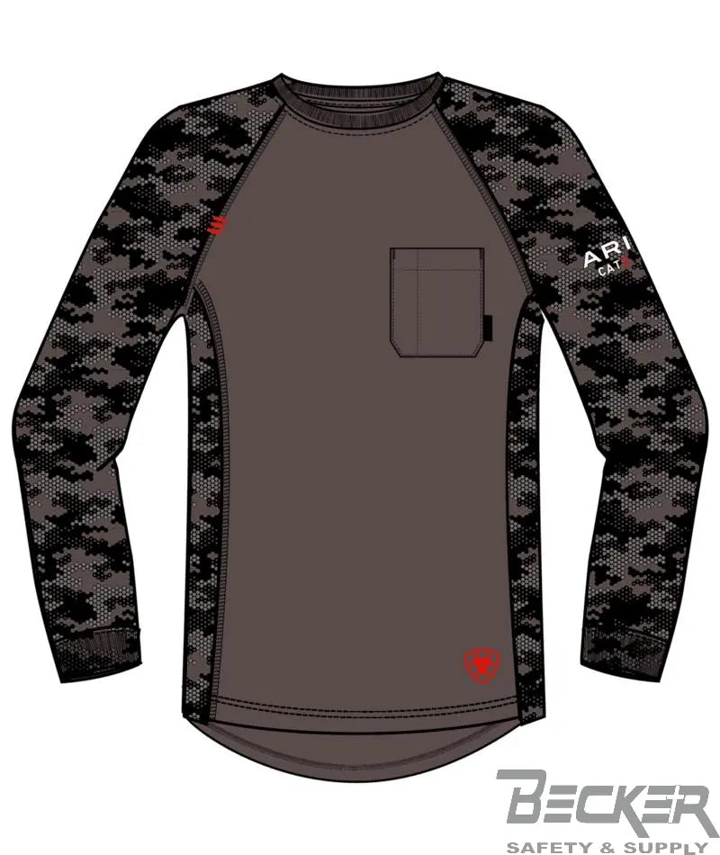 Ariat - FR Ac Stretch Camo Baseball T-Shirt, Black/Grey  Becker Safety and Supply