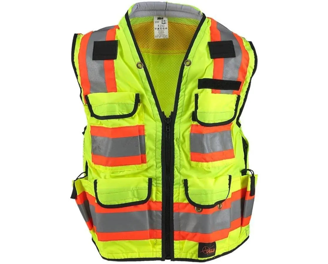 HIXON -  ANSI/ISEA Class 2 Safety Utility Vest with Outlast Collar & Mesh back, Hi-Viz Yellow - Becker Safety and Supply