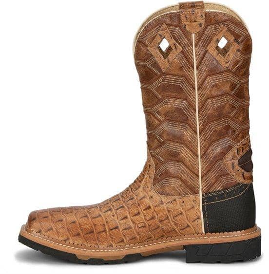 JUSTIN BOOTS - Derrickman Safety Toe, Caramel Croc Print - Becker Safety and Supply