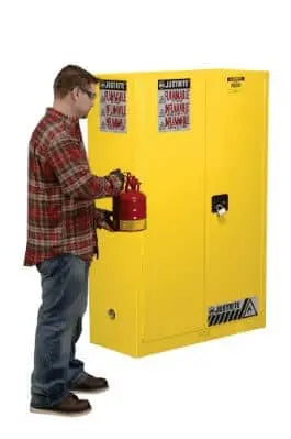 JUSTRITE - 45 Gallon Fire Cabinet - Sure-Grip EX Flammable Safety Cabinet - 2 Manual-Close Doors - Becker Safety and Supply